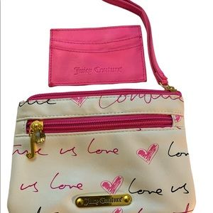 Juicy Couture Wristlet & Card Holder Pink and White
